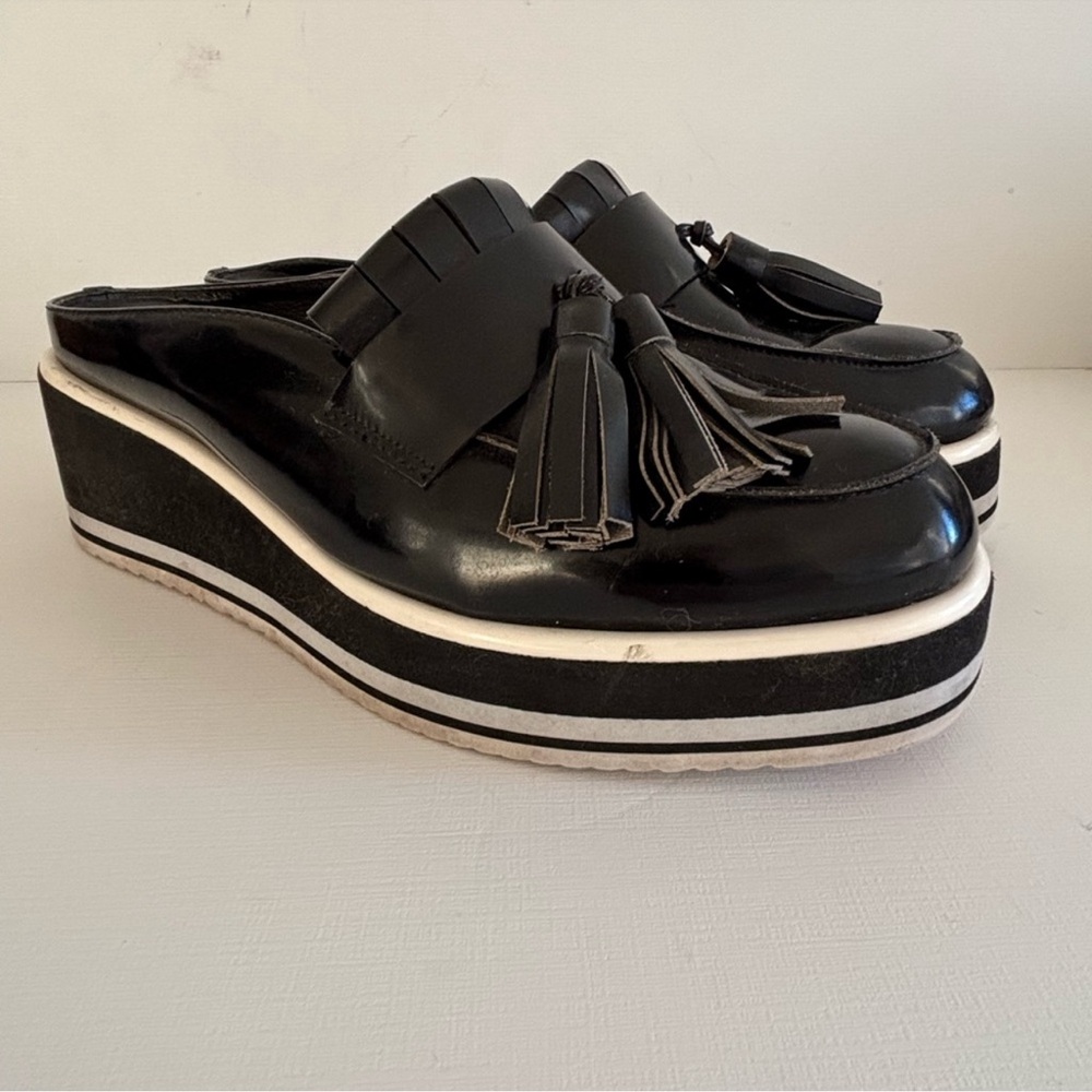 Jeffrey Campbell Belamy platform slip on tassel loafer mules women size 9